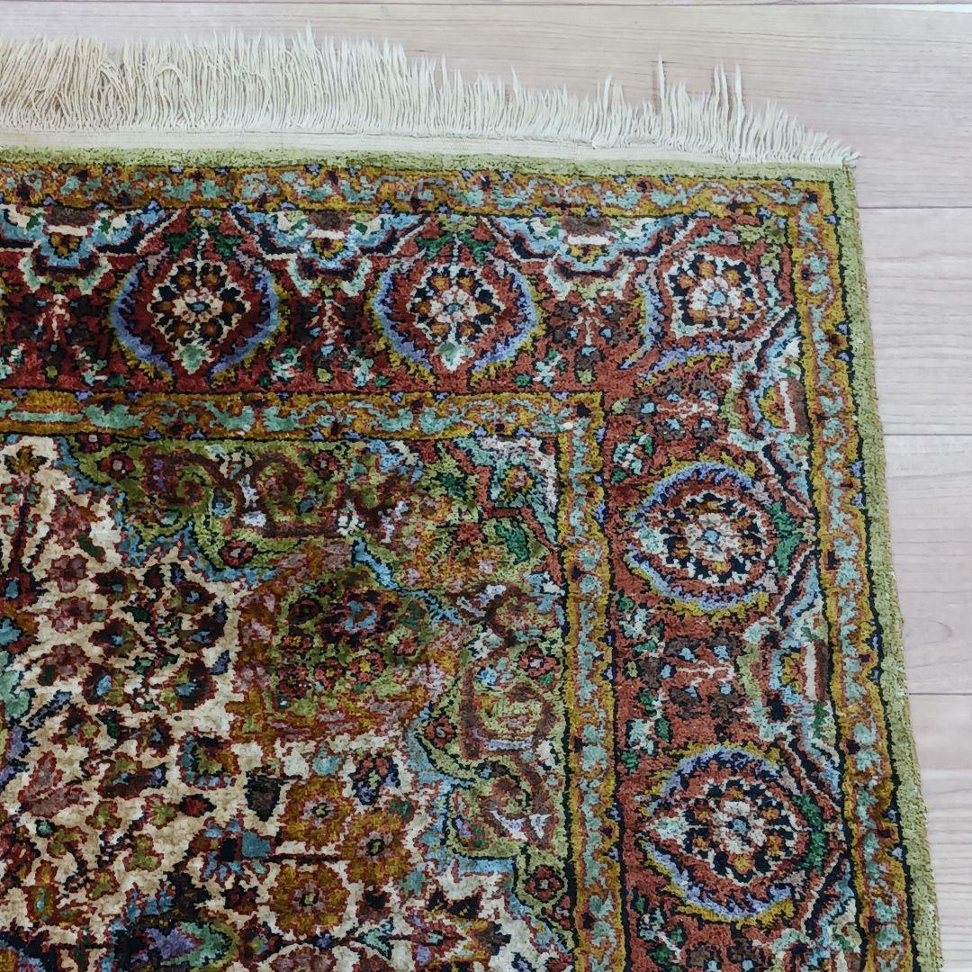 Y3244 インド絨毯 シルク 手織り 156×90㎝ マット