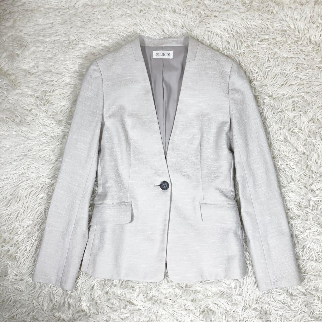 プラステ　セットアップスーツ　ウォッシャブル　スラブストレッチ　ノーカラー　XS