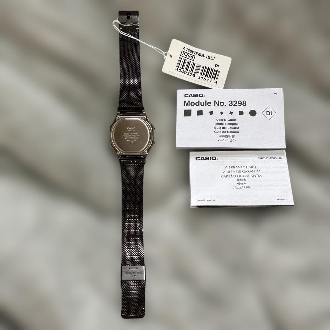 CASIO デジタル腕時計 A168WEMB-1BDF 3298 ブラック