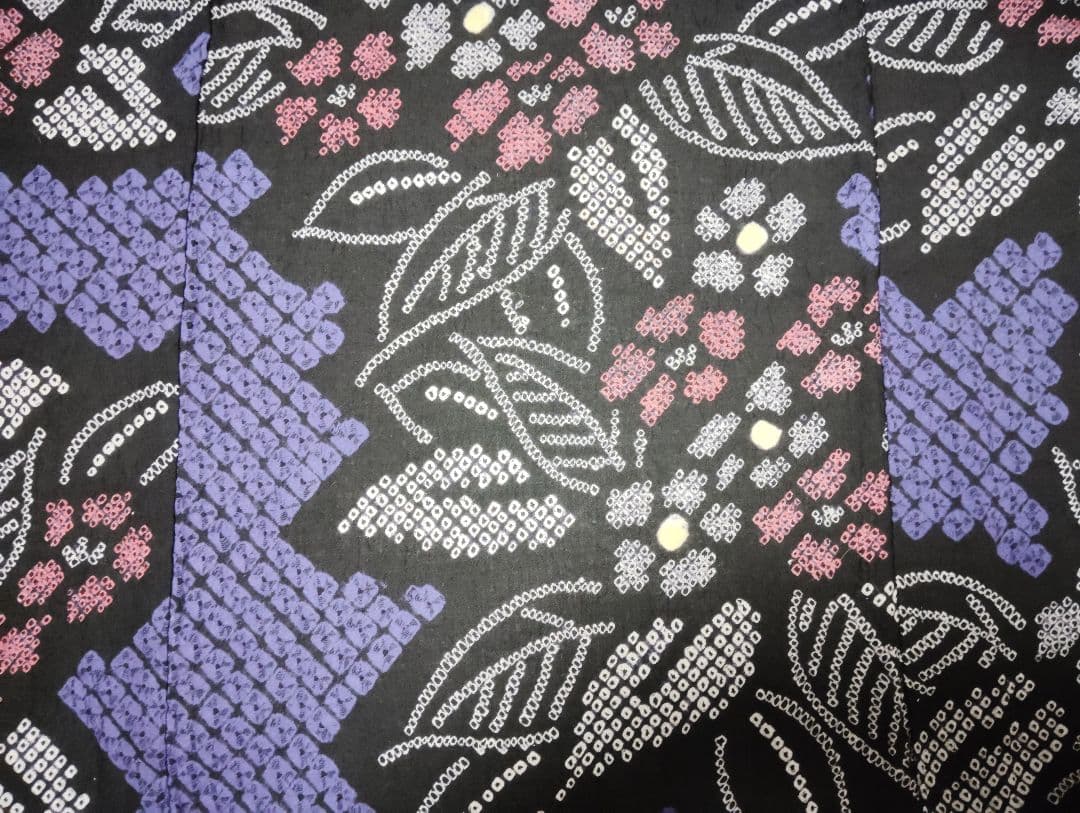 有松絞り　パープルブルー付け下げ柄