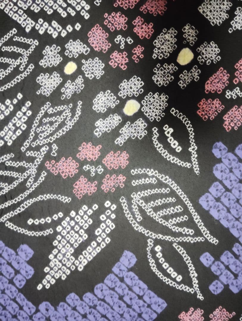 有松絞り　パープルブルー付け下げ柄