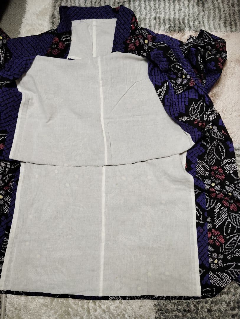 有松絞り　パープルブルー付け下げ柄