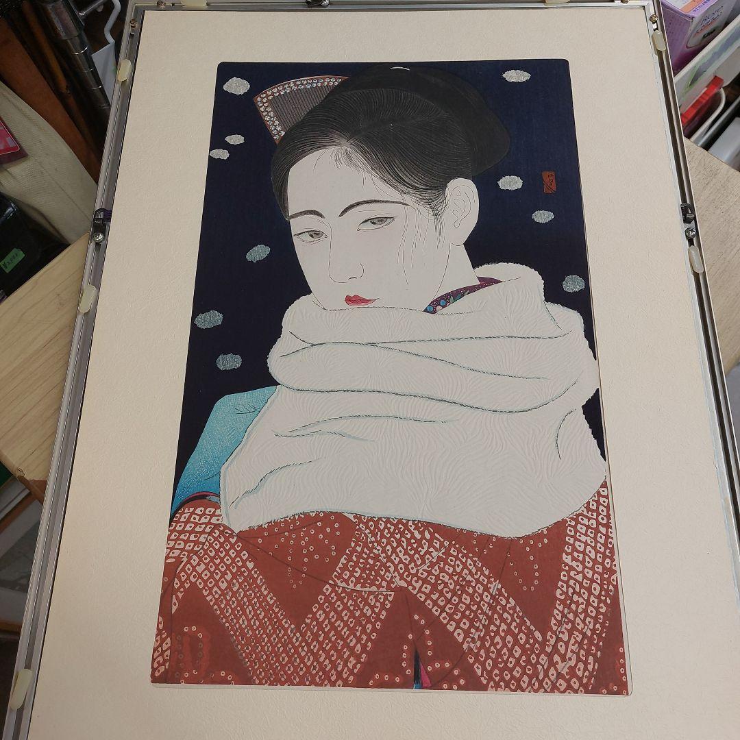 小早川清　(瞳)　版画　浮世絵 女性肖像 復刻版 多少の傷 汚れ有