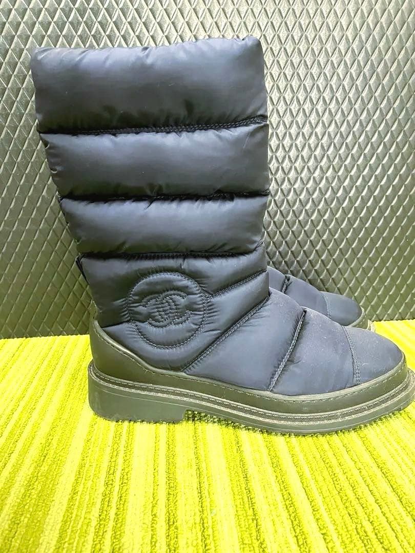 シャネル ブラック スノーブーツ ココマーク 希少　ネイビー　37