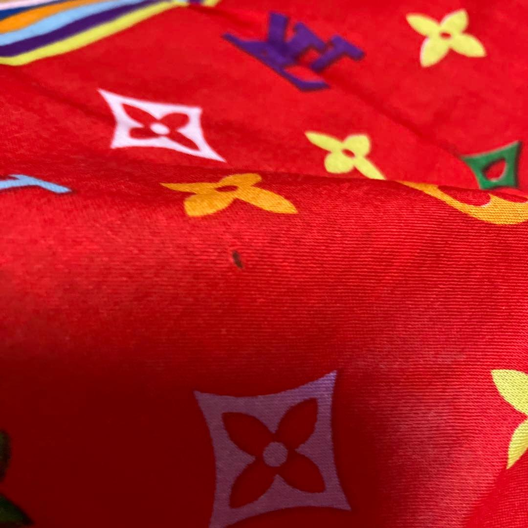 値下げ！Louis Vuitton モノグラム 大判ハンカチ 赤