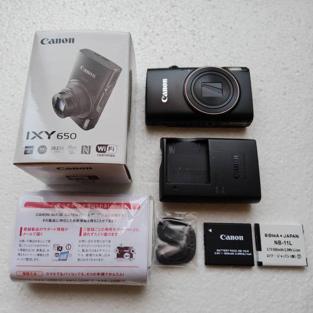 新品同様 IXY650 デジカメ 箱 説明書付 キャノン ブラック