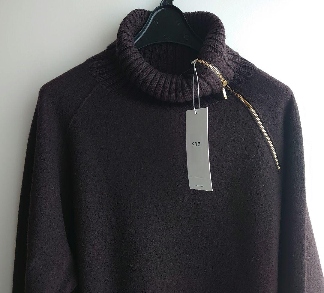 23区 今季ボイルドウールコンビ ジップ タートルニット