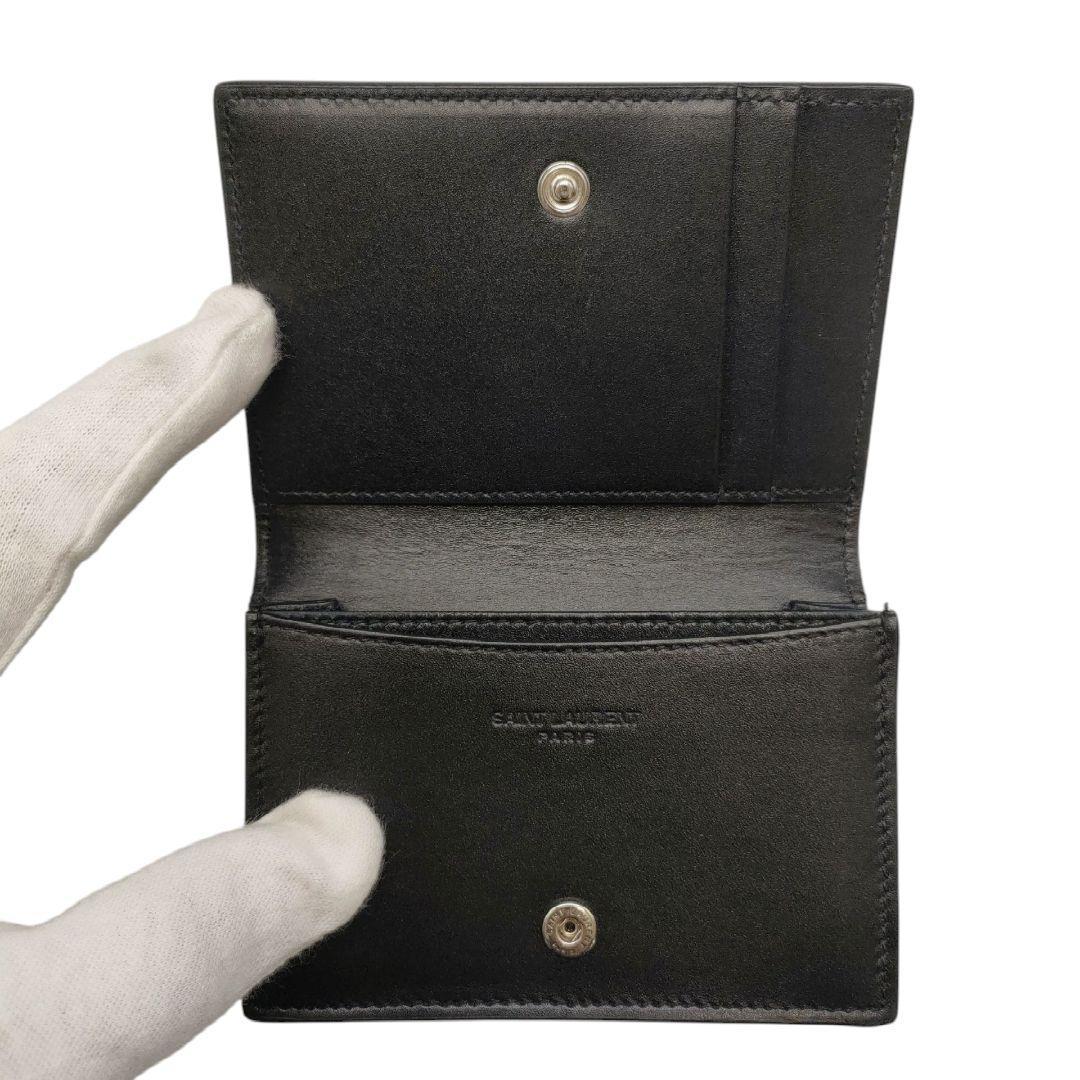 サンローラン　名刺入れ　ビジネスカードホルダー　ブラック　ロゴ　レザー