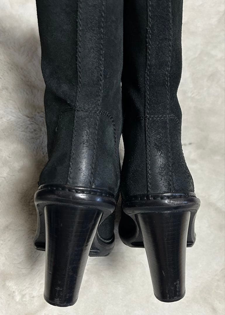 PRADA/レースアップブーツ/size40.5/黒/スエード/サイドジップ