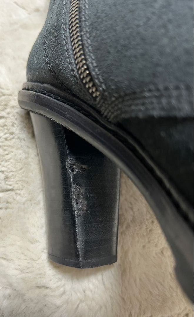 PRADA/レースアップブーツ/size40.5/黒/スエード/サイドジップ