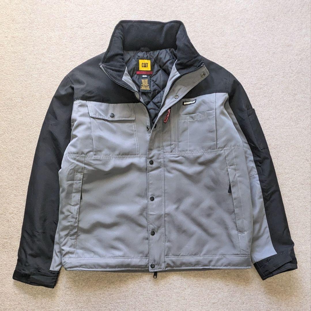 CAT 2XL 切り替え ワークジャケット 中綿キルティング ビッグサイズ 古着