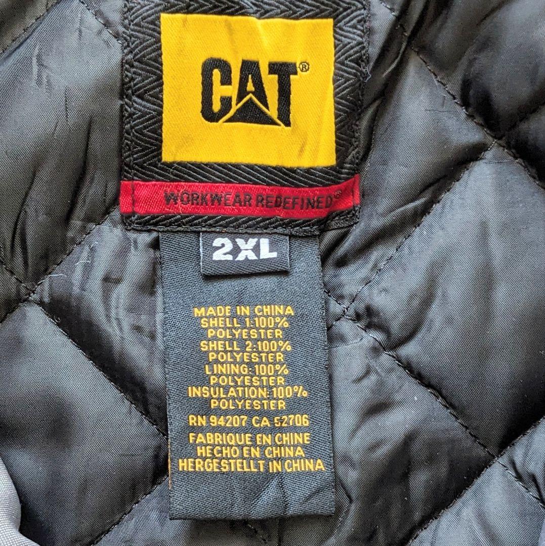 CAT 2XL 切り替え ワークジャケット 中綿キルティング ビッグサイズ 古着
