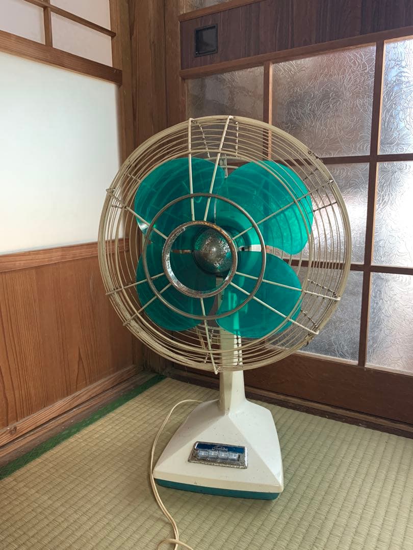 東芝　レトロ　昭和扇風機　グリーン　動作確認済み