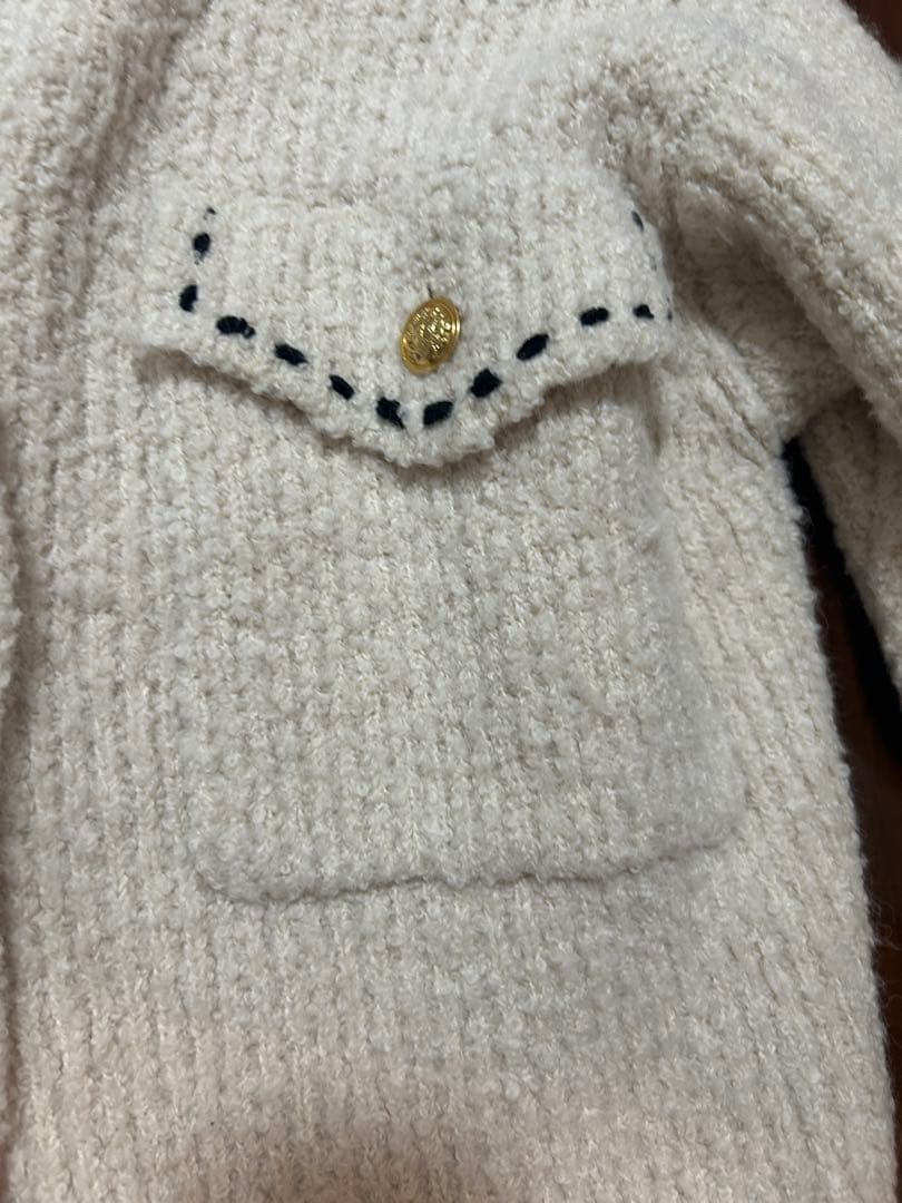 COEL　ステッチブークレーニットジャケット アイボリー