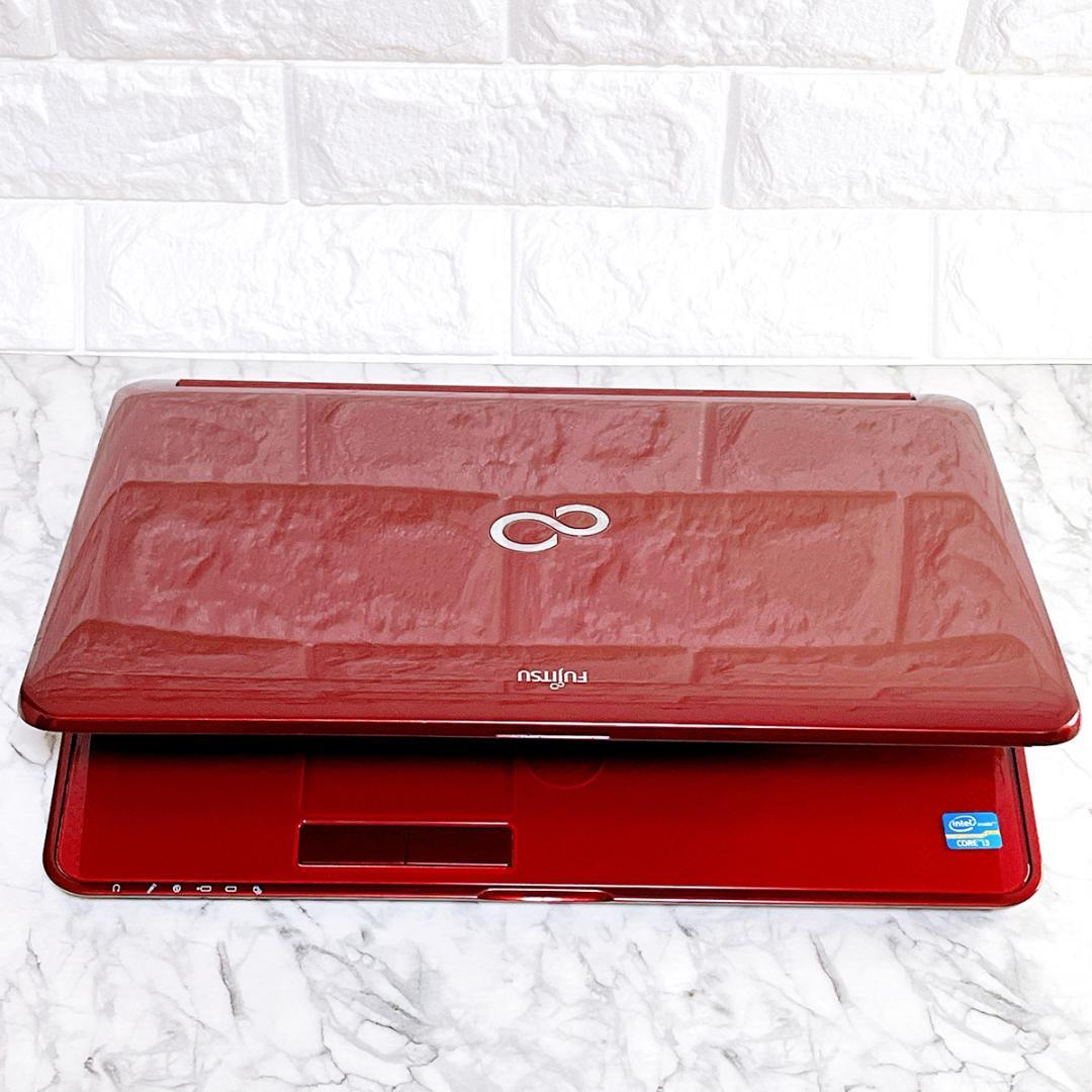 Windows11✨爆速SSDノートパソコン赤✨カメラ・Office付き✨富士通