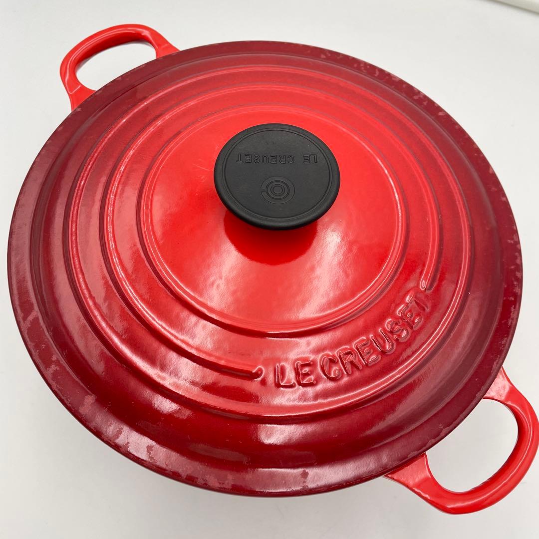 ルクルーゼ ココットロンド　24cm チェリーレッド 両手鍋
