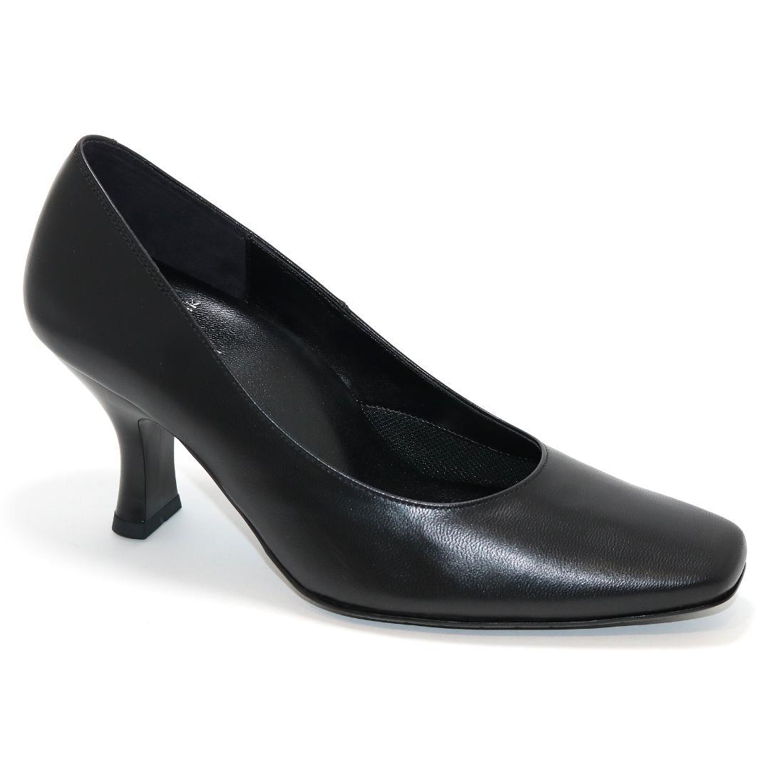 【未使用級】ワコール サクセスウォーク 黒 3E スクエアトゥ レザー パンプス