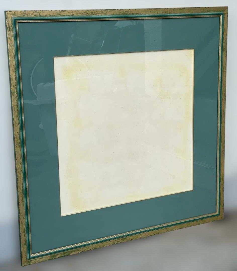 木製 大型 フレーム 額縁 絵画 写真 染色 展示 グリーン ゴールド 緑 金