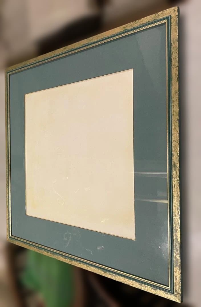 木製 大型 フレーム 額縁 絵画 写真 染色 展示 グリーン ゴールド 緑 金