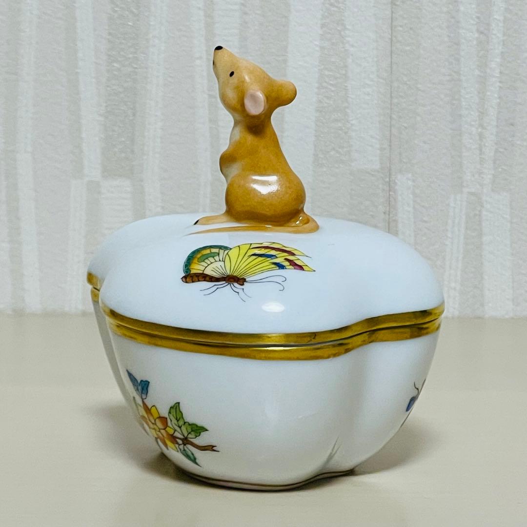 Herend ヘレンド ヴィクトリアプレーン 干支 小筺 子 ねずみ 小物入れ