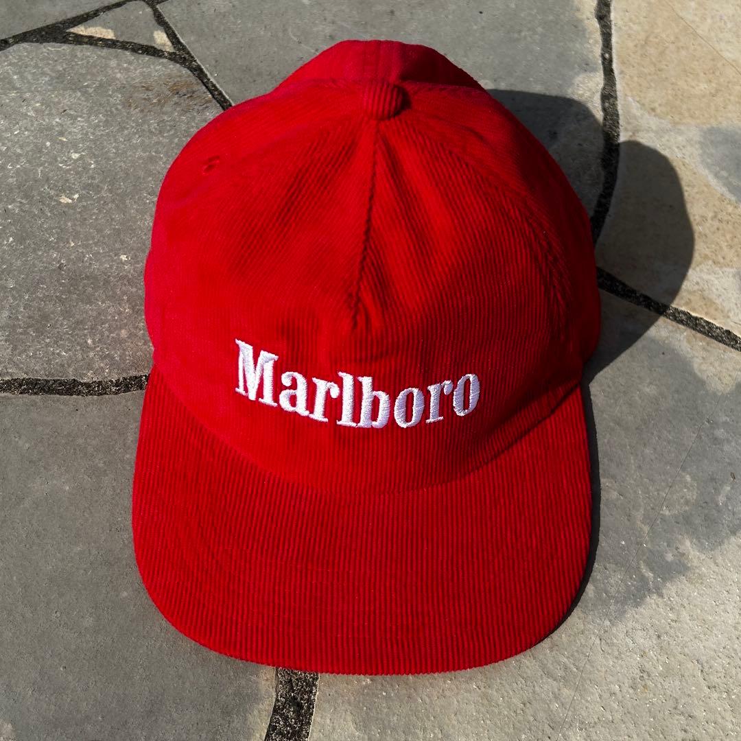 80s 90s Marlboro コーデュロイキャップ 刺繍ロゴ　マルボロ