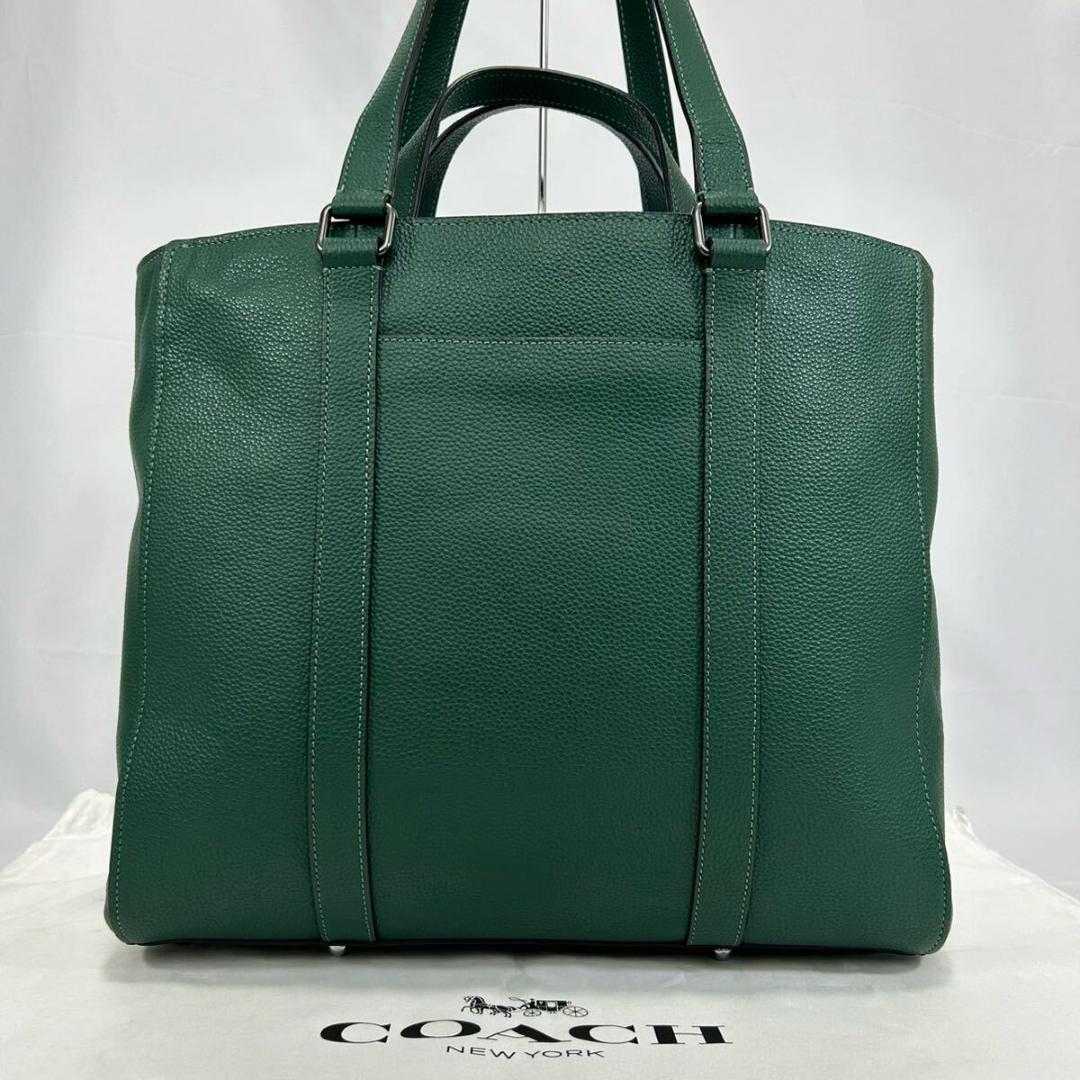 【未使用級/カード付】コーチ トートバッグ ビジネスバッグ レザー A4可 緑