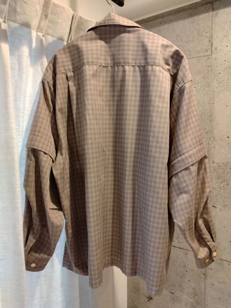 DAIWA PIER39 チェック オープンカラーシャツ グレージュ