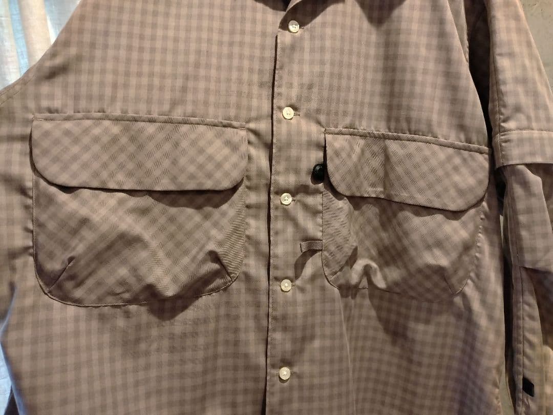 DAIWA PIER39 チェック オープンカラーシャツ グレージュ