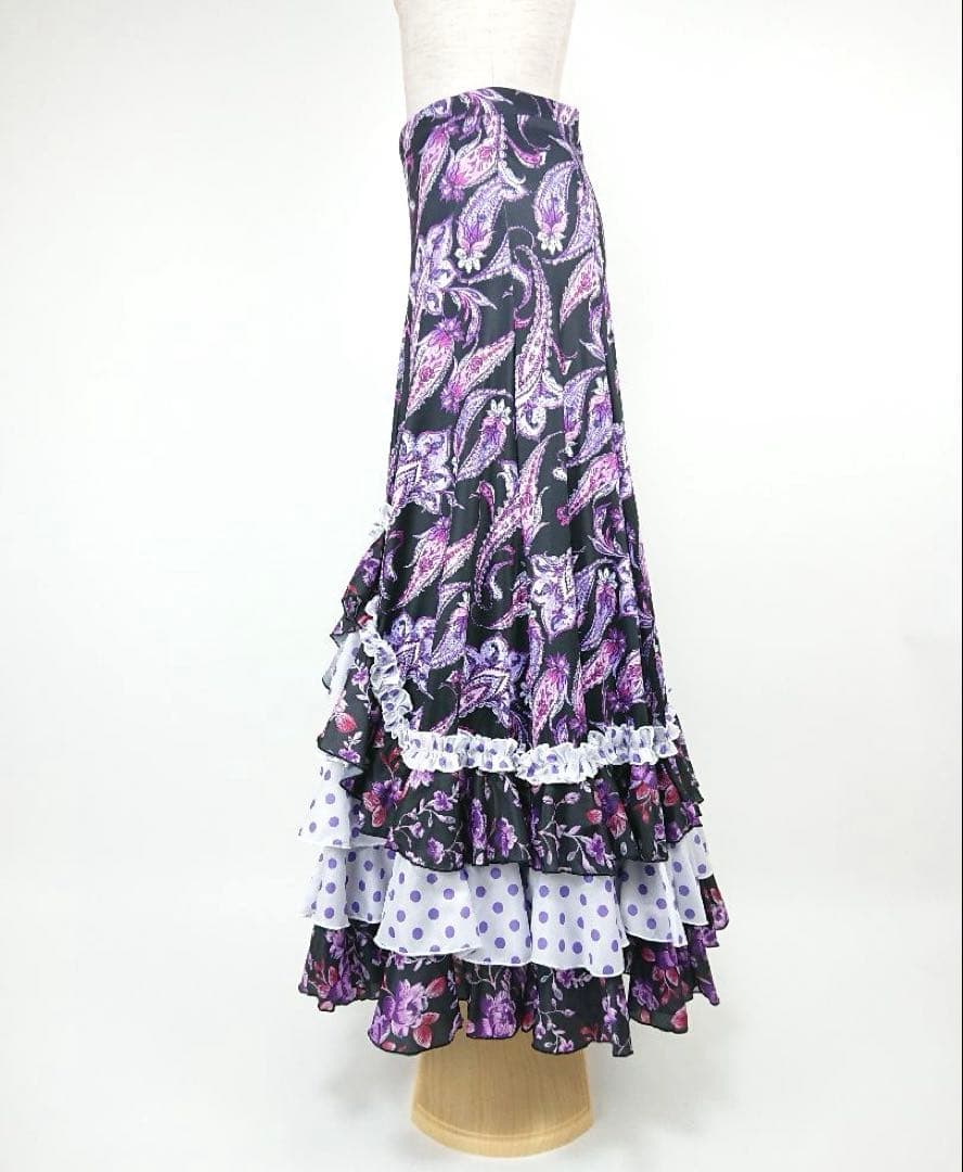 フラメンコ　ファルダ　新品　パープル系　フラメンコ衣装　Leirena