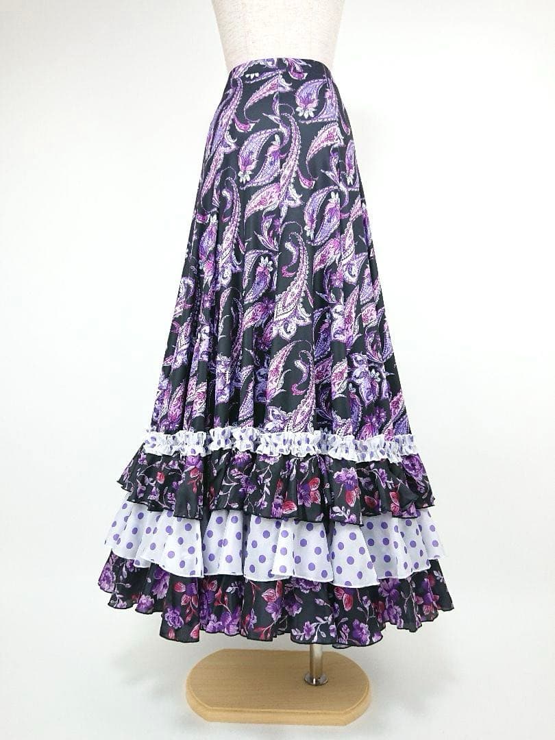フラメンコ　ファルダ　新品　パープル系　フラメンコ衣装　Leirena