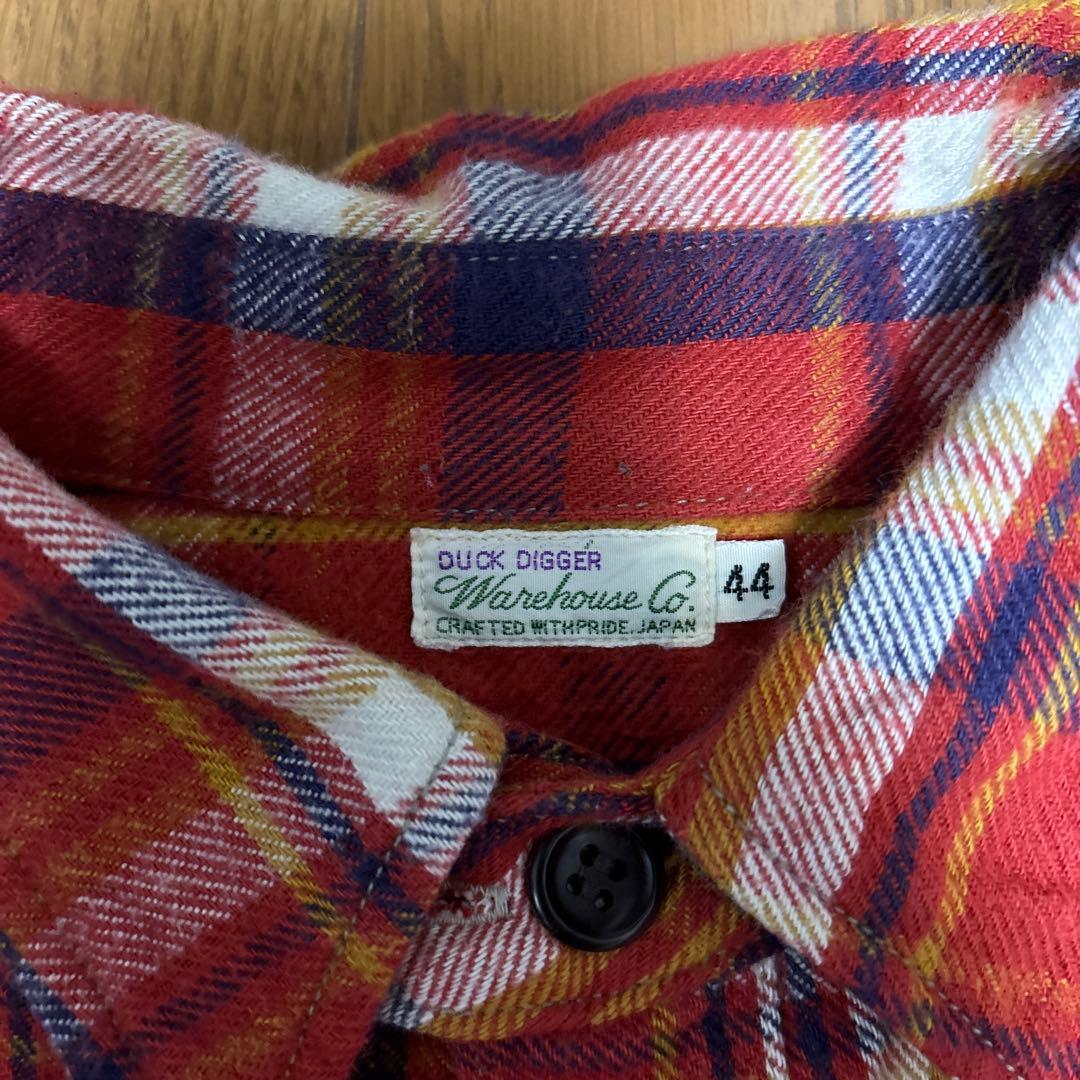 ウエアハウス DUCK DIGGER ネルシャツ 44 レッド系チェック