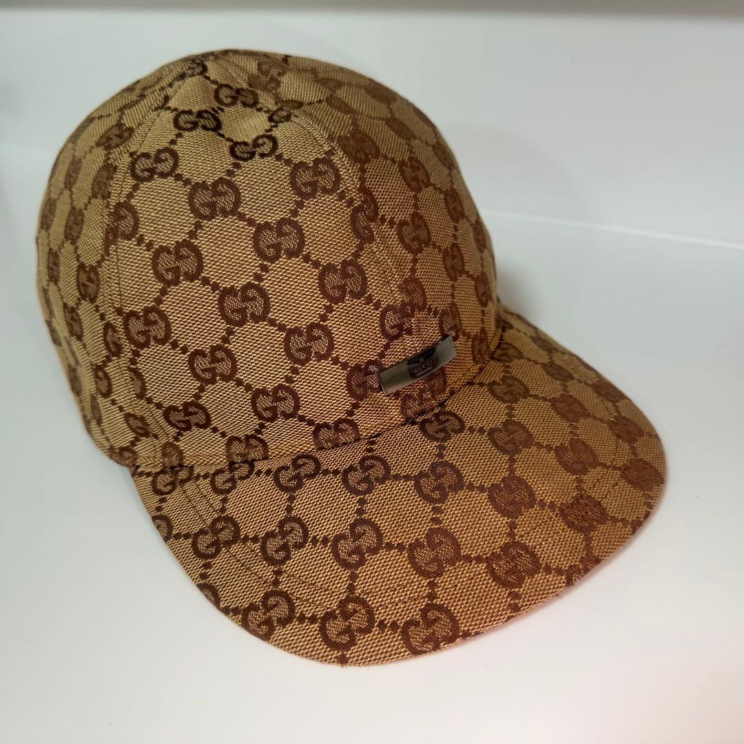 レア商品★GUCCI/GGパターン/ベージュ/Mサイズ/キャップ／オー