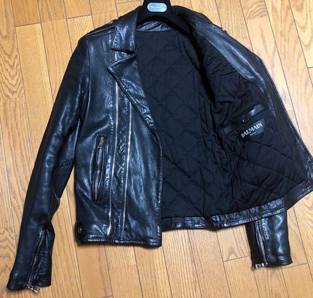 BALMAIN HOMME バルマン レザーライダースジャケット 44 バイカー