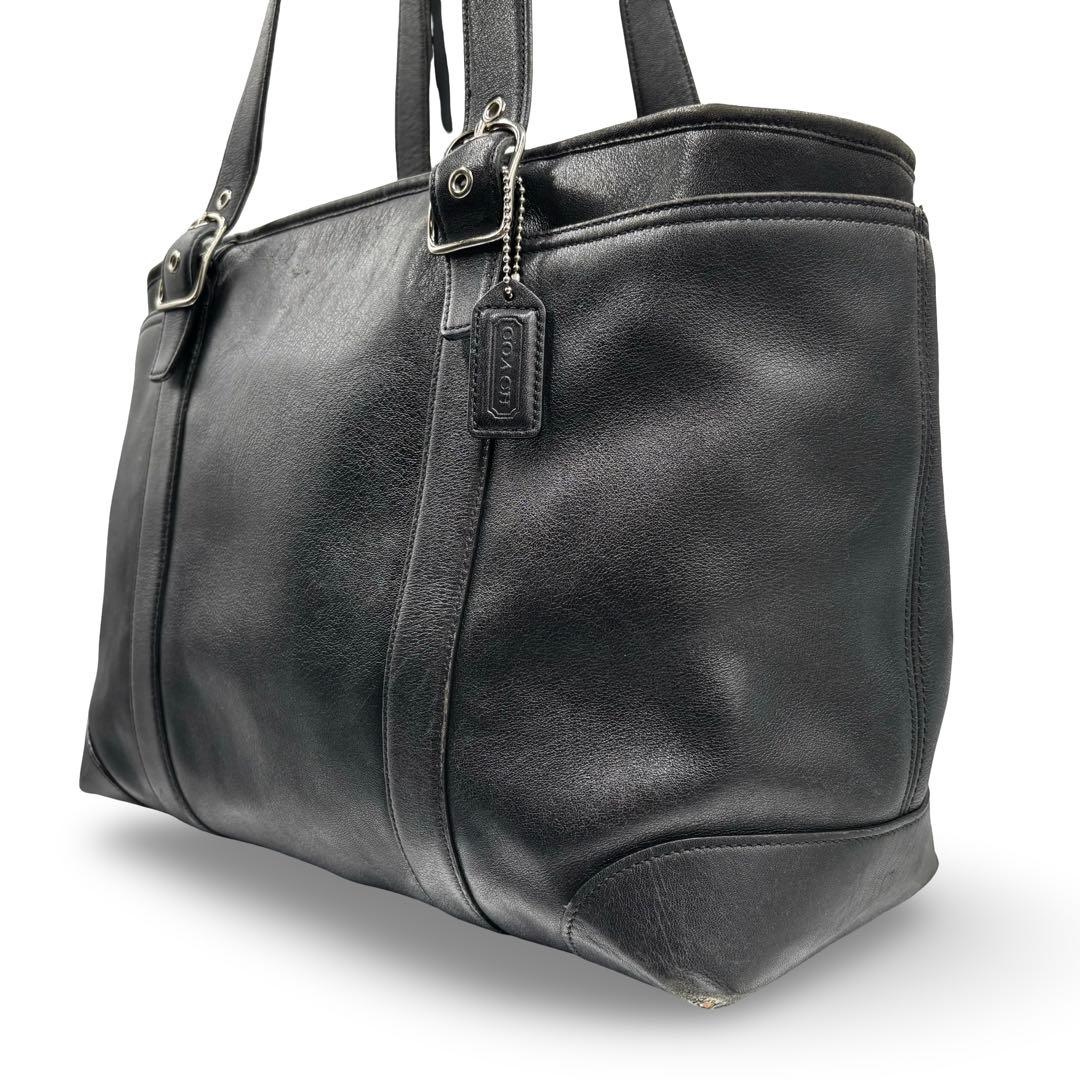 【ヴィンテージ】コーチ　トートバッグ　ビジネス　オールレザー　黒　肩掛け　大容量