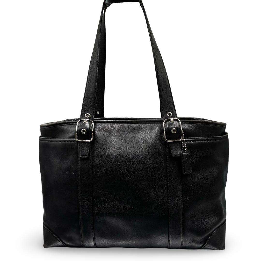 【ヴィンテージ】コーチ　トートバッグ　ビジネス　オールレザー　黒　肩掛け　大容量