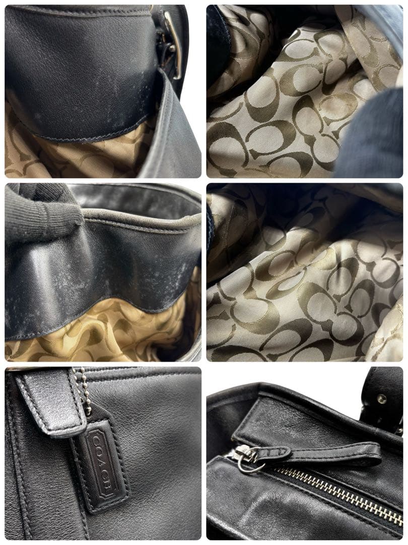 【ヴィンテージ】コーチ　トートバッグ　ビジネス　オールレザー　黒　肩掛け　大容量