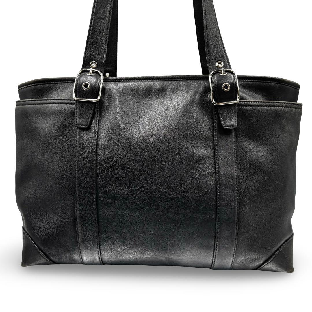 【ヴィンテージ】コーチ　トートバッグ　ビジネス　オールレザー　黒　肩掛け　大容量