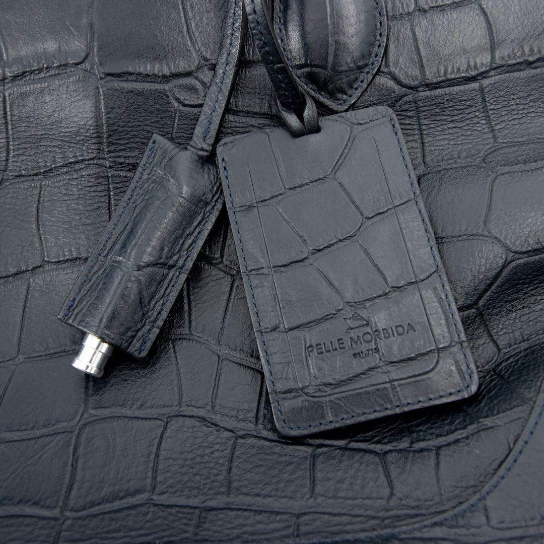 A092【美品】ペッレモルビダ／メイデンヴォヤージュ　トートバッグ　クロコ型押し