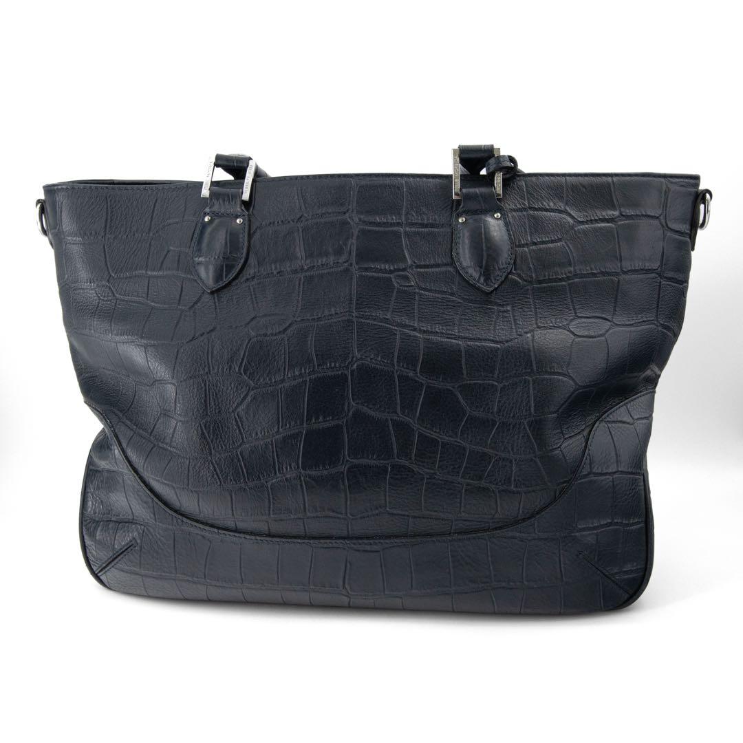 A092【美品】ペッレモルビダ／メイデンヴォヤージュ　トートバッグ　クロコ型押し