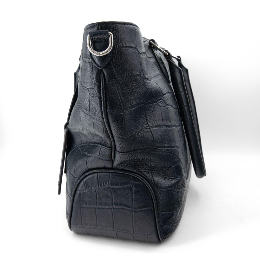 A092【美品】ペッレモルビダ／メイデンヴォヤージュ　トートバッグ　クロコ型押し
