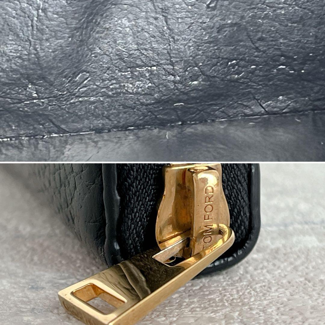 極美品✨トムフォード ラウンドファスナー 長財布ロゴ ブラック レザー