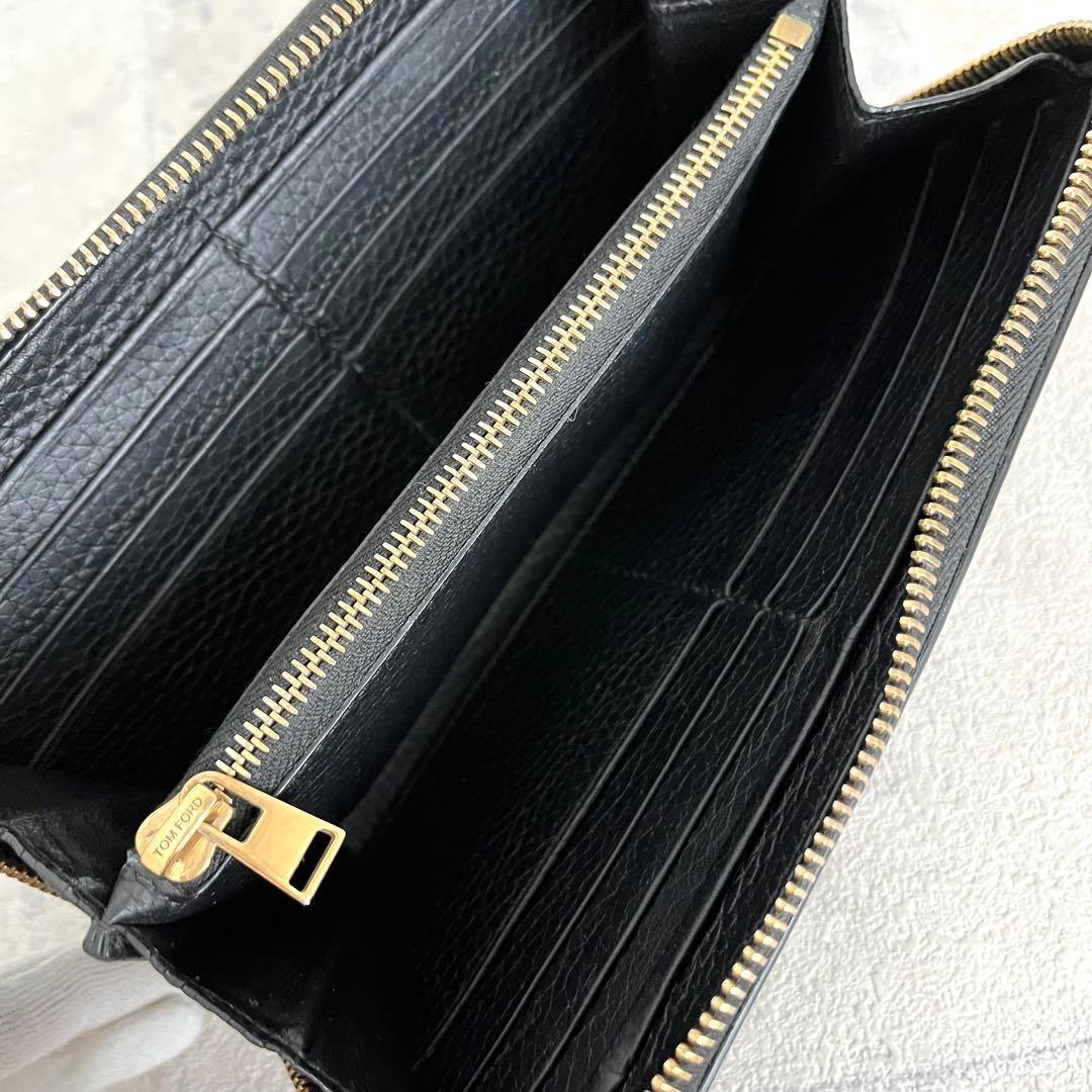 極美品✨トムフォード ラウンドファスナー 長財布ロゴ ブラック レザー