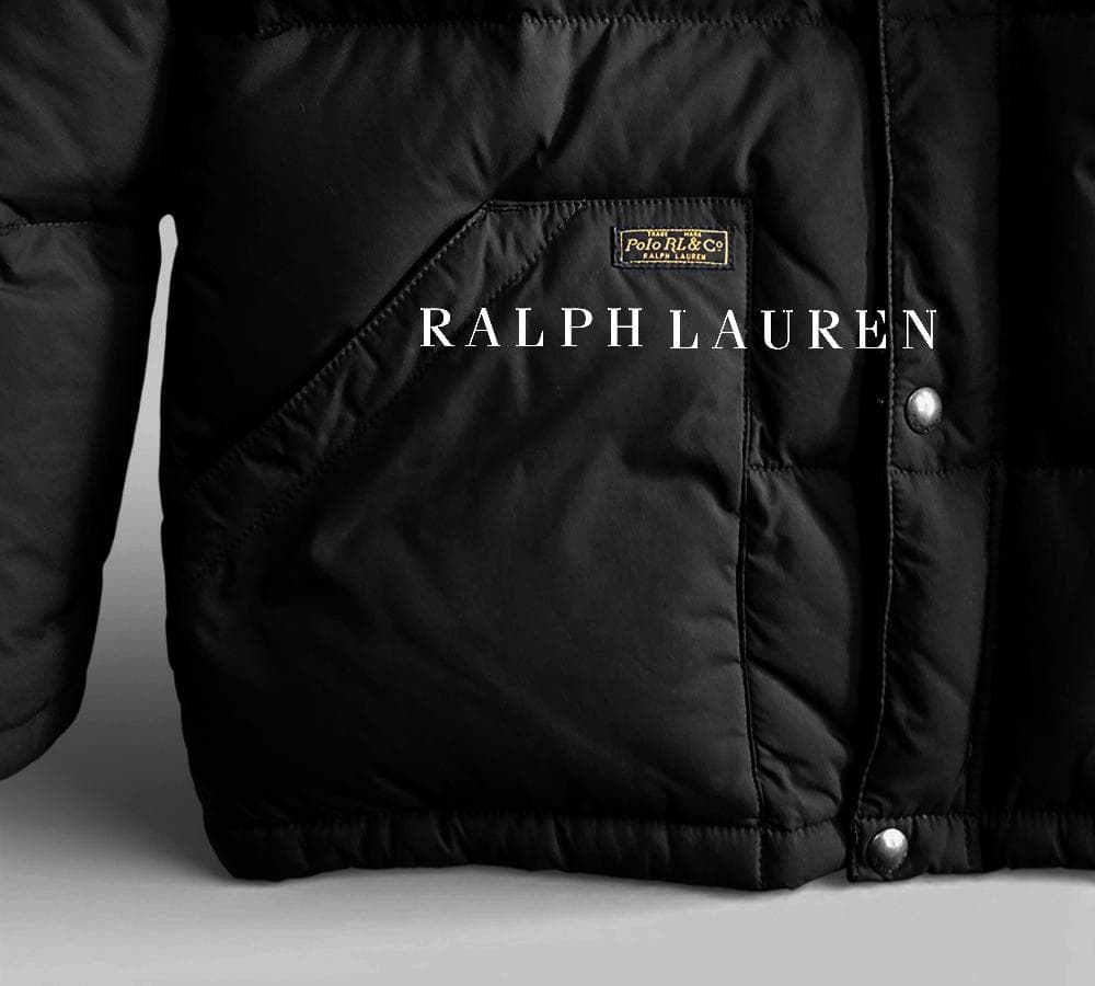 未使用級 ポロラルフローレン ポニー刺繍 2WAYフード 極暖ダウンコート黒