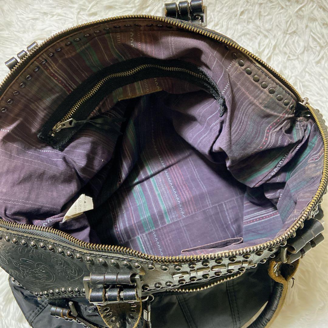 もも ⭐️ディーゼル　トートバッグ　ナイロン　レザー　大容量　A4サイズ