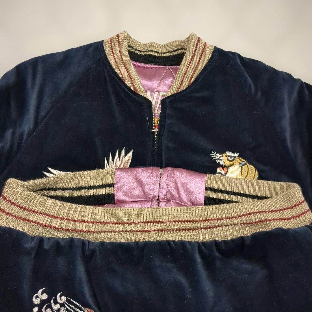 テーラー東洋 別珍 スカジャン 虎 鷹 龍 刺繍 ベルベット TT10932