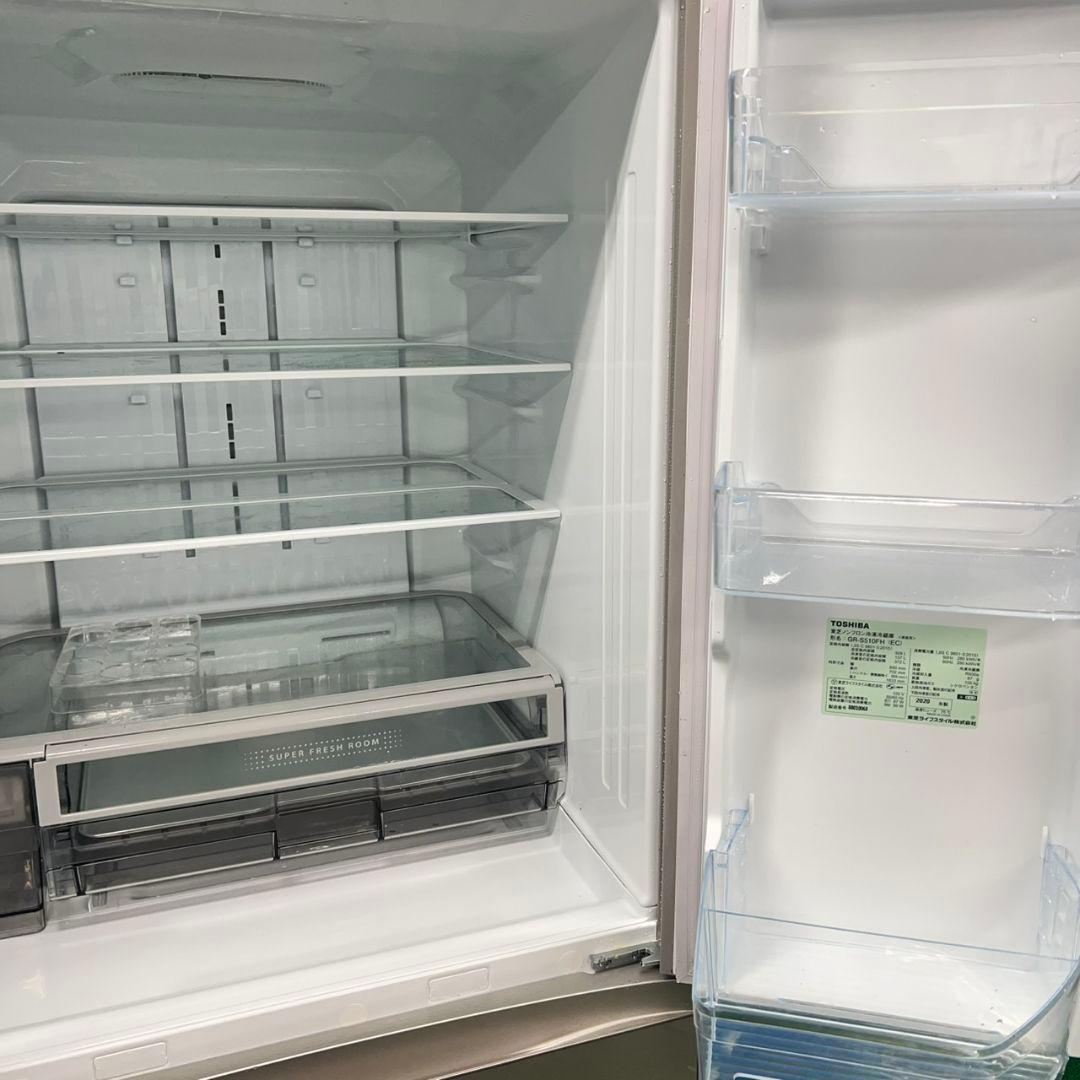 467 冷蔵庫　大型　500L強　観音開き　6ドア　ガラストップ　自動製氷機付