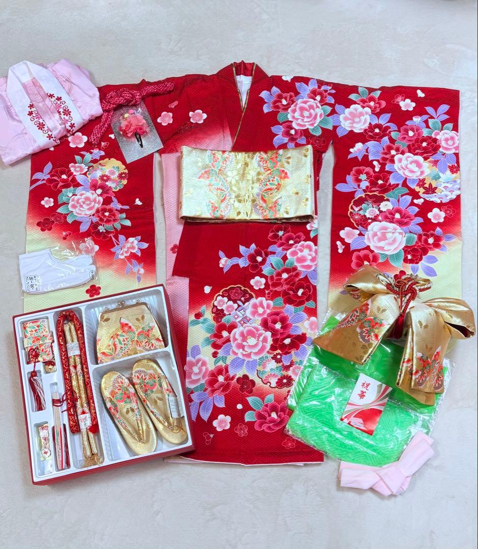 七五三フルセット 7歳 女の子 正絹着物 お正月 ハーフ成人式 1/2成人式