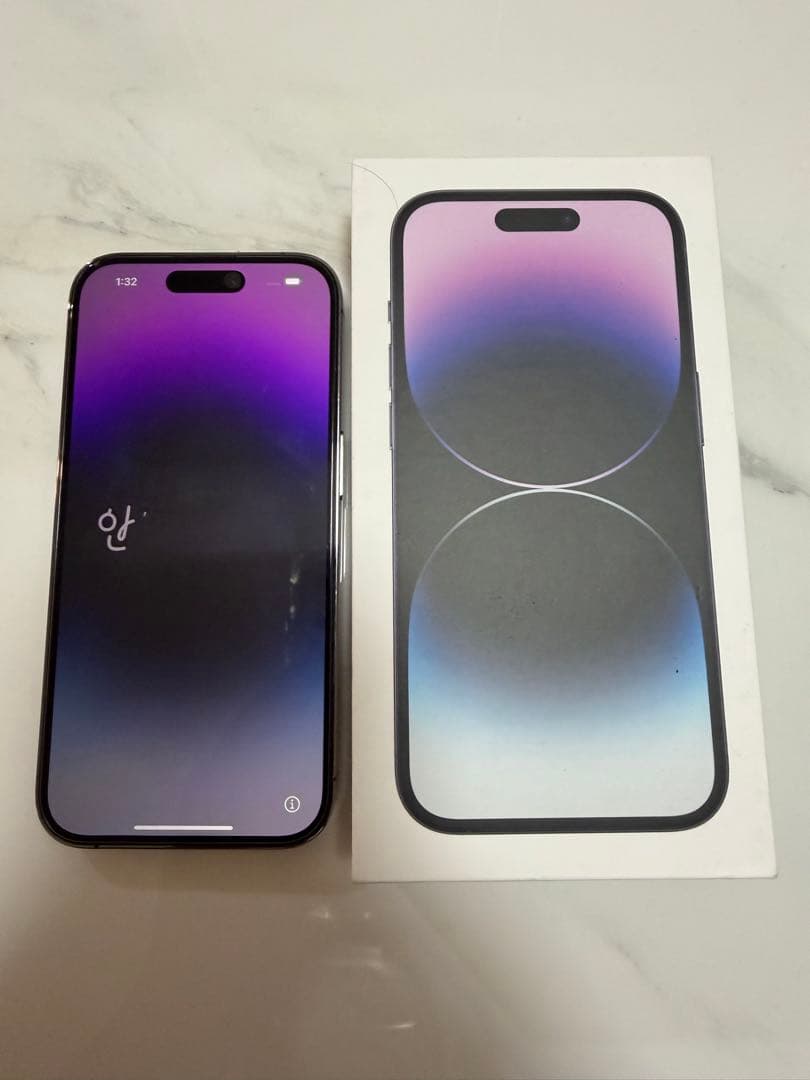 iPhone 14 Pro SIMフリー紫本体+箱シンガポール版カメラ音無し