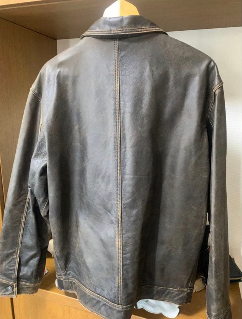 ZARAダークブラウン 革 ジャケット