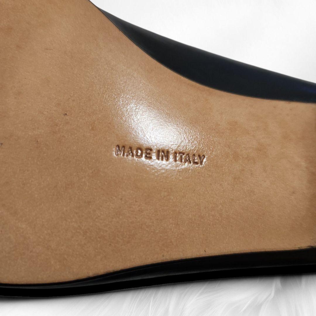 【新品】フェラガモ フラットパンプス ヴァラリボンブラック型押し6C 23cm